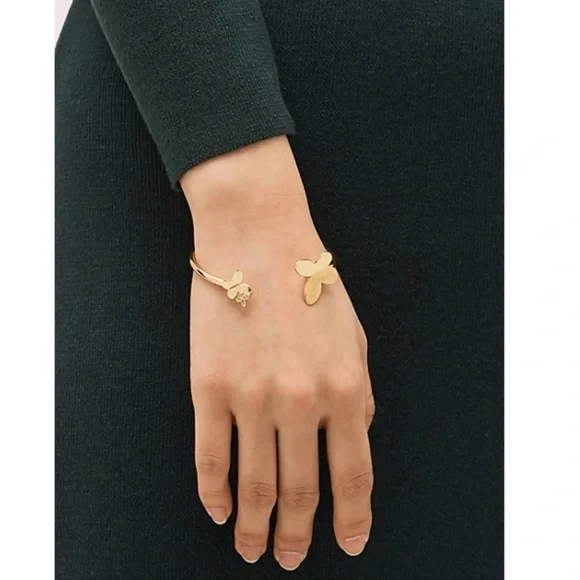 KATE SPADE • In A Flutter Flex Butterfly Cuff Gold Bracelet - Picture 2 of 5